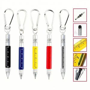 Stylo multifonction portable 6-en-1 en métal avec règle, tournevis et porte-clés pour le travail en extérieur et l'usage quotidien (vente en gros) - Product Image 1