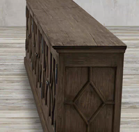 Buffet en bois massif vintage rustique américain personnalisé Rhoohill, 6 portes, meuble de luxe en bois pour salle à manger