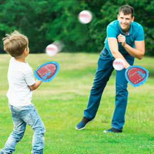 ชุดไม้พายและลูกบอลแบบเวลโครสำหรับเด็ก - ของเล่นกีฬาโยนกลางแจ้งพร้อมไม้พายแบบมีกาวสำหรับเล่นกับผู้ปกครองและเด็ก - Product Image 4