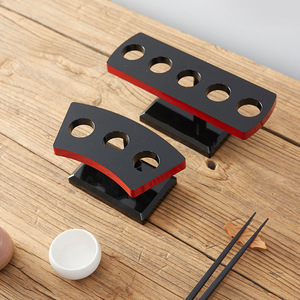 Support à baguettes en plastique de style japonais, rectangulaire noir, design oriental, pour service de sushis, plat à glace, support à baguettes - Product Image 1