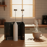 Easysun Pengaduk Susu Elektrik 2-in-1 Genggam Isi Ulang dengan Pengocok Ganda Berbahan Baja Tahan Karat untuk Latte Art, Cappuccino, dan Latte