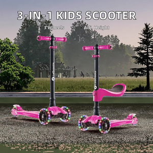 3-in-1 çok fonksiyonlu çelik itme skuter çocuklar için çocuk bebekler oyuncak Scooter açık kullanım için üç PU tekerlekler ile - Product Image 5