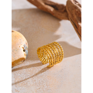 JINYOU 5123 antirouille métal PVD plaqué arrivées doigt bijoux 2025 personnalisé en acier inoxydable couches bague dorée en gros - Product Image 3