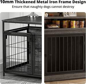 Cage d'angle pour <span class=keywords><strong>chien</strong></span> de 44 pouces avec 2 étagères, meuble pour <span class=keywords><strong>chien</strong></span> en bois massif, support TV, non pliable, fabriqué au Fujian, salon moderne GELIN - Product Image 5