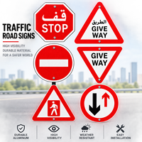 Panneaux de signalisation routière réfléchissants en aluminium, arabe-anglais, pour les Émirats arabes unis et le GCC, signalisation d'arrêt, de cédé cedé, de précaution pour piétons, personnalisables