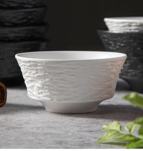 Elegant Ceramic Porcelain Bowls Frost Eco-Friendly Matte <b>Black</b> Glaze 400/600ml Capacity Japandi Style Deep Soup Salad Bowls - Product Image 1