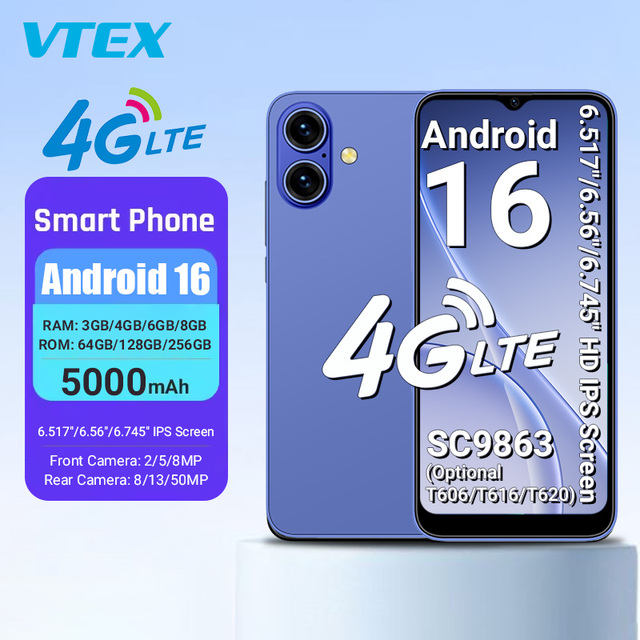 4G Smartphone 6.7 Inch HD IPS Screen 8GB RAM 256GB ROM Dual SIM 5000mAh Long Lasting Battery Fingerprint NFC OS Android 16 Phone