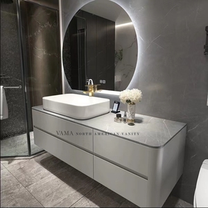 VAMA <span class=keywords><strong>Paris</strong></span> Gris Nouvelles Tendances Cabinet Quatre Tiroirs Mur Monté Flottant Salle De Bains Vanité - Product Image 3