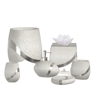 2024 New Design Sandstone Polyresin <strong>Bathroom</strong> <strong>Accessories</strong> <strong>Set</strong> - Product Image 1