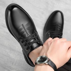 Chaussures décontractées pour hommes en cuir à lacets, bout rond, respirantes, style printemps, semelle plate, type bateau - Product Image 3