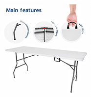 Table pliante rectangulaire portable de 6 pieds pour le camping et les pique-niques, en plastique, pour l'extérieur