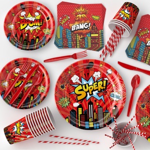 Offre Spéciale : Kits de Vaisselle en Papier Réutilisables Écologiques Thème Super-Héros – Assiettes, Serviettes et Décorations de Fête Modernes – Vente en Gros - Product Image 5
