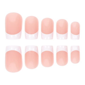 Best Seller forma quadrata francese stile bianco nudo lucido stampa-On unghie ABS per applicazione dito opzioni all'ingrosso disponibili - Product Image 4