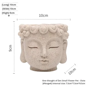 Pot de fleurs numérique créatif transfrontalier en forme de tête de Bouddha, écologique et moderne, pour décoration de bureau à domicile, plantes en pot, vert simple - Product Image 6