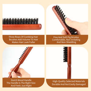 Peigne de coiffure professionnel en bois à queue pointue avec poils en nylon pour <span class=keywords><strong>chignon</strong></span>, peigne à dents pour la coiffure à <span class=keywords><strong>domicile</strong></span> - Product Image 2