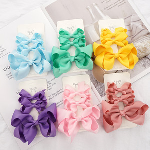 3 unids/lote de lazo de pelo de cinta de grogrén para niñas pequeñas con pinza de pelo de Metal, juego de lazo para niños, tocado de horquilla - Product Image 3