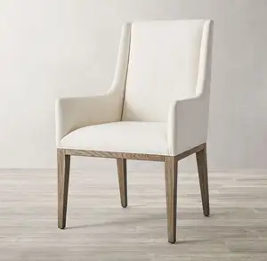 High Quality Nordic Restaurant fabric upholstered Dining Chair with Solid Wood Legs