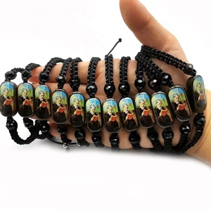 Cristal religieux fait à la main comme cadeaux et prières Saint Judas et vierge <span class=keywords><strong>Maria</strong></span> lecture vieux hommes jésus Bracelets en bois tissés à la main - Product Image 4