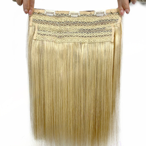 Extensioni per capelli invisibili con filo P8/613, biondo highlight, in capelli umani, con clip monopezzo e filo trasparente - Product Image 2