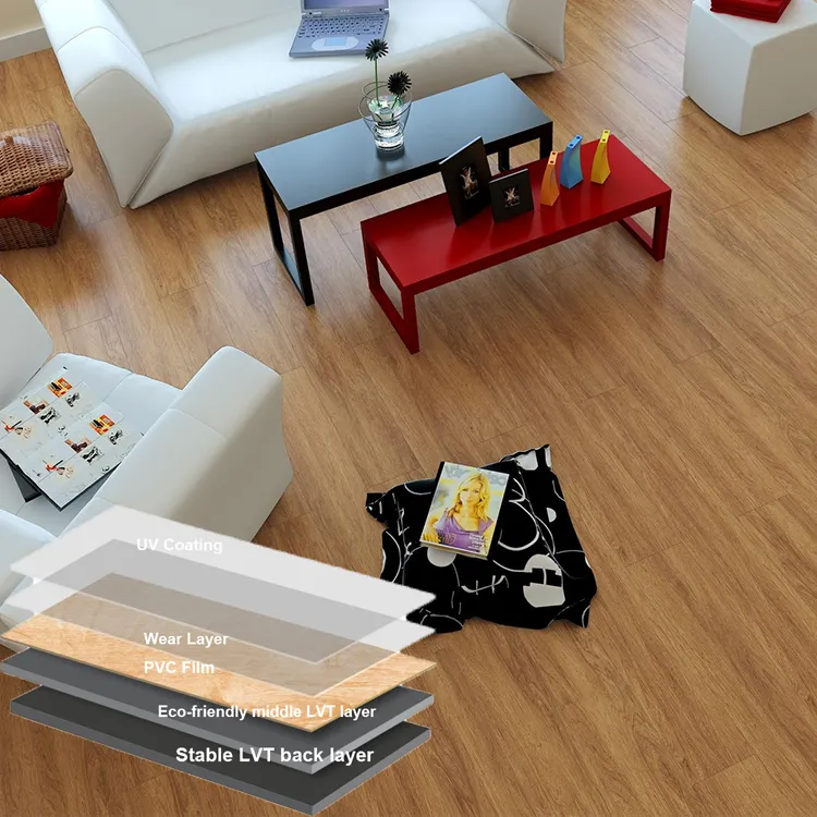 Indoor Waterproof Dry Back 4mm 5mm 6mm Plank PVC Vinyl Wood Style Stone Floor Plastic Dry Back LVT Click Vinyl Flooring