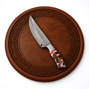 Cuchillo de Caza Hecho a Mano con Hoja de Acero de Damasco para Uso en Exteriores con Funda de Cuero Personalizable a Precio Accesible - Product Image 3