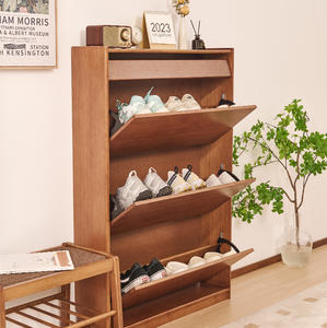 ארון נעליים מתלה במבוק מותאם אישית עם 3 מגירות להעיף - Product Image 3