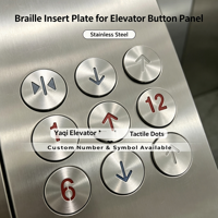 Plaque d'insertion de bouton d'ascenseur en braille en acier inoxydable avec numéros/symboles personnalisés, étiquette tactile pour panneaux accessibles