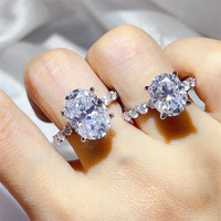 Bague de luxe pour femme en moissanite GRA, argent S925, 8 carats, couleur D, taille ovale, bande entièrement en moissanite, bague de mariage pour femme en moissanite