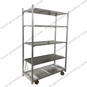 DC trolley cart Greenhouse cart with welded wire shelf Flower rack Nursery transport cart