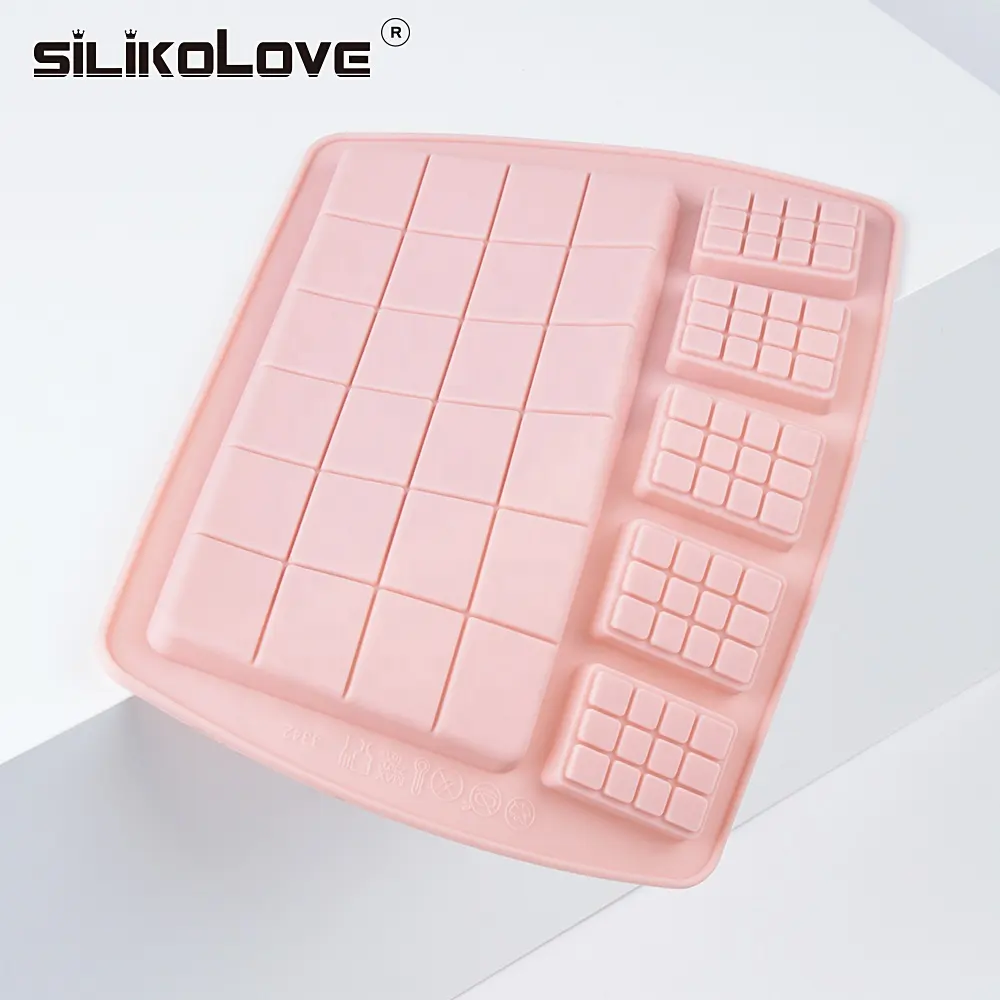 Nieuwe 24 Rooster Vierkante Chocolate Candy Mold Met 4 Kleine Bar Blok Ijs Siliconen Cake Suiker Bakken Tools