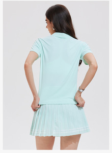 批发新款运动速干氨纶/尼龙运动衫女式短袖翻领户外徒步健身网球 - Product Image 3