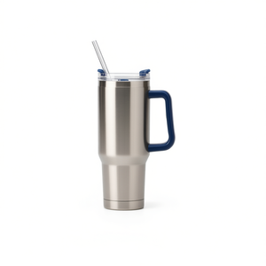 Gobelet isotherme en acier inoxydable 40oz avec poignée et paille pour boissons chaudes et froides, idéal pour les voyages, la maison et le bureau - Product Image 1