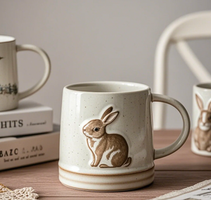 Cagnolino goffrato e zampa decalcomania in ceramica <span class=keywords><strong>tazza</strong></span> con manico di colore bianco <span class=keywords><strong>tazza</strong></span> <span class=keywords><strong>da</strong></span> tè Latte tazze <span class=keywords><strong>da</strong></span> caffè - Product Image 4