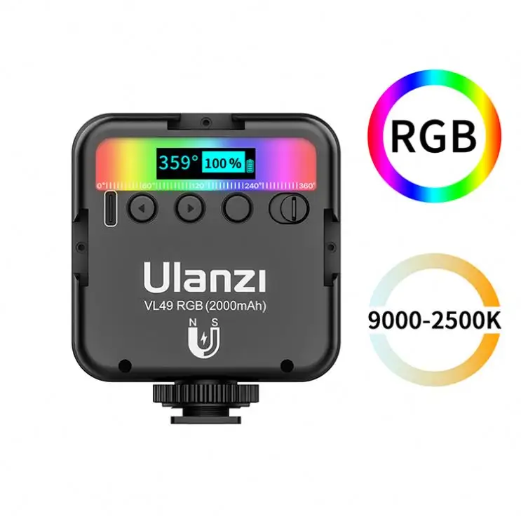 المحمولة جيب التصوير الإضاءة RGB LED مصباح Ulanzi VL49 Vlog ملء ضوء ل GoPro كاميرا رياضية الذكي DSLR فيديو
