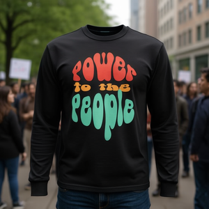 T-shirt à manches longues Power To The People, noir, 100% coton, unisexe, taille adulte M L XL XXL - Product Image 3