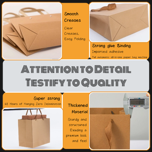 Wholesale Classic Eco Friendly Kraft Paper <b>Bags</b> with Cotton Rope Handles Resealable Zipper Top Square Bottom - Product Image 3