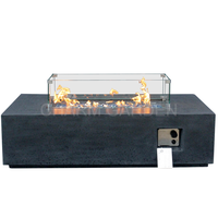 Mobilier foyer au gaz rectangle moderne de luxe pour l'extérieur table au gaz propane en béton