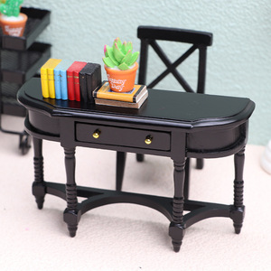 Muebles en miniatura para <span class=keywords><strong>casa</strong></span> <span class=keywords><strong>de</strong></span> <span class=keywords><strong>muñecas</strong></span> 1:12, mesa media <span class=keywords><strong>de</strong></span> color rojo madera, estilo clásico europeo - Product Image 3