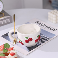 Tasse créative fraise cerise en forme de main citrouille maïs tasse à café fruits lait tasse de grande valeur bureau à domicile petit déjeuner tasse