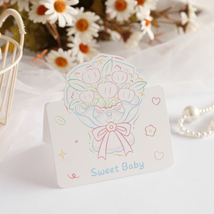 Cartes de remerciement personnalisées de luxe, petites, en papier offset, avec fleurs, design pliable, impression universelle de cartes de vœux en gros - Product Image 1