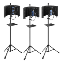 Support de microphone insonorisé à 5 panneaux avec plateau de fixation au sol pour équipement d'enregistrement en studio et réduction du bruit