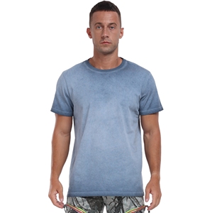 เสื้อยืดลำลองสำหรับผู้ชายเสื้อคอวีผ้าฝ้าย100% สีน้ำเงินสำหรับผู้ชาย - Product Image 1