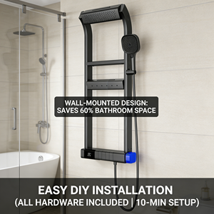 Ensemble de robinets de bain et de douche encastrés dans le mur Robinets mitigeurs en laiton chaud et froid 4 fonctions LED Système de douche à effet pluie pour spa - Product Image 5