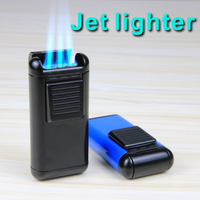 Briquet à triple flamme en alliage de zinc avec fenêtre de niveau de carburant, personnalisable avec logo, idéal pour les cigarettes – Offre Spéciale