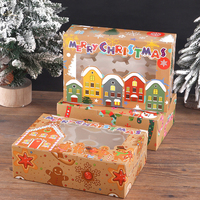 Boîte à cupcakes de Noël à 6 trous avec fenêtre transparente, emballage pour gâteaux, cadeaux et décorations pour les fêtes de Noël et du Nouvel An