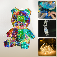 Lampe en forme d'ours en peluche irisée lumineuse, figurine d'ours holographique prismatique, lumière de nuit LED 3D pour la décoration de la maison et les cadeaux