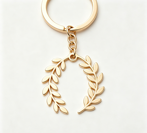 Gold Color Metal Key Chain Laurel Leaf <b>Keyring</b> Wreath Pendant Bag <b>Charm</b> Gift Accessory - Product Image 1