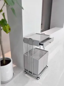 थ्री टियर ब्यूटी सैलून ट्रॉली स्टेनलेस ब्यूटी सैलून होम मेकअप टैटू लॉकर सैलून रोलिंग स्टोरेज ट्रॉली दराज के साथ - Product Image 2