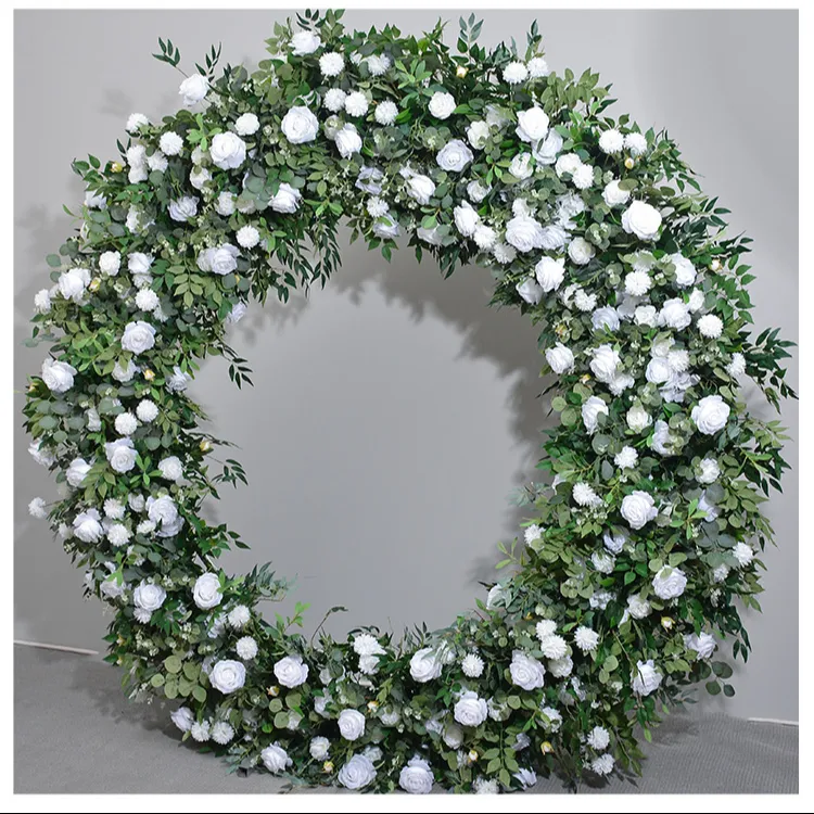 White Color Wedding Arch Artificial Flowers Arrangement Arch Background Silk Rose Flower Wedding Flowers Arch
