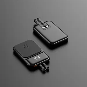 아이폰 15 5000mAh 전원 은행에 대 한 2024 동향 새로운 제품 마그네틱 휴대용 충전기 내장 케이블